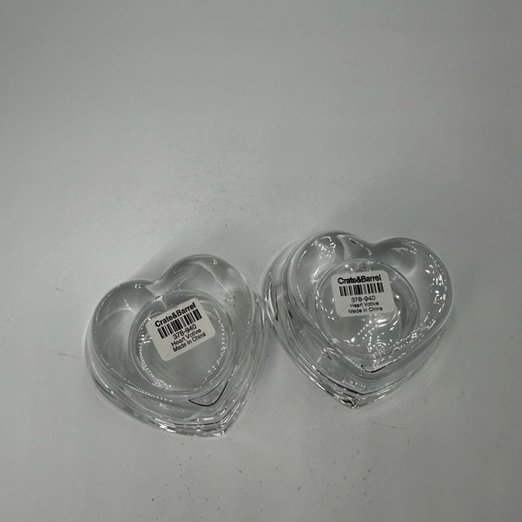 2 Crate & Barrel heart shaped glass votive holders - Picture 4 of 4